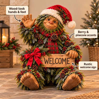 🎄Bigfoot Says Hello!™ – Christmas Evergreen Porch Welcome Decor