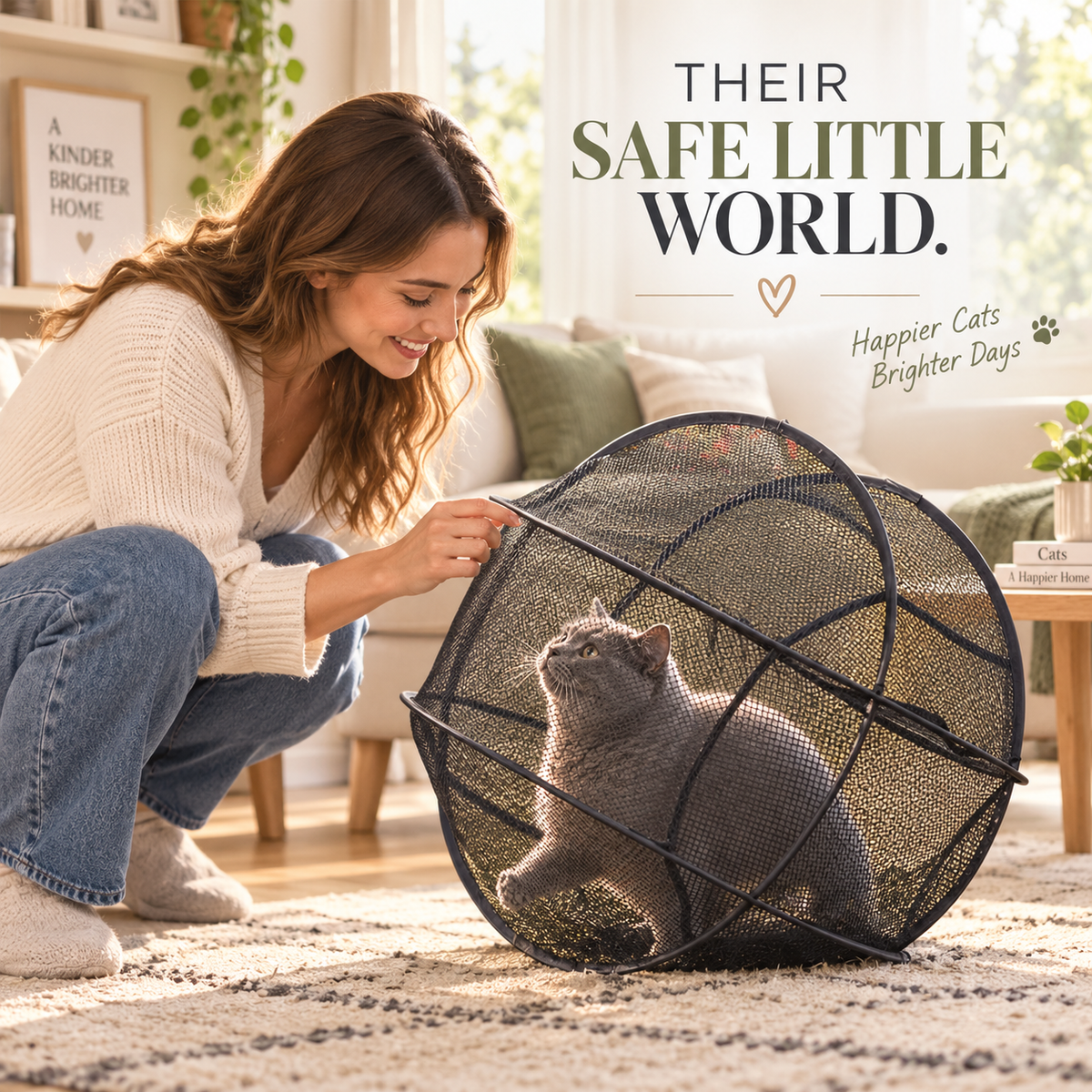 🐈New Portable 360° Cat Playpen – Their Safe Little Space Anywhere