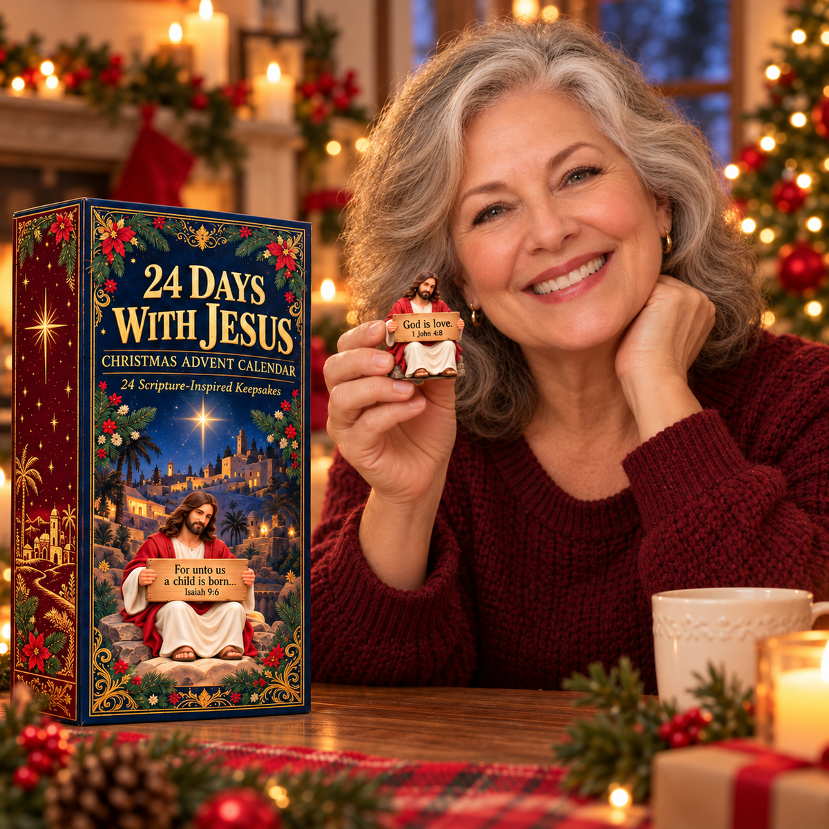24 Days with Jesus – Christmas Advent Calendar with 24 Scripture Figurines