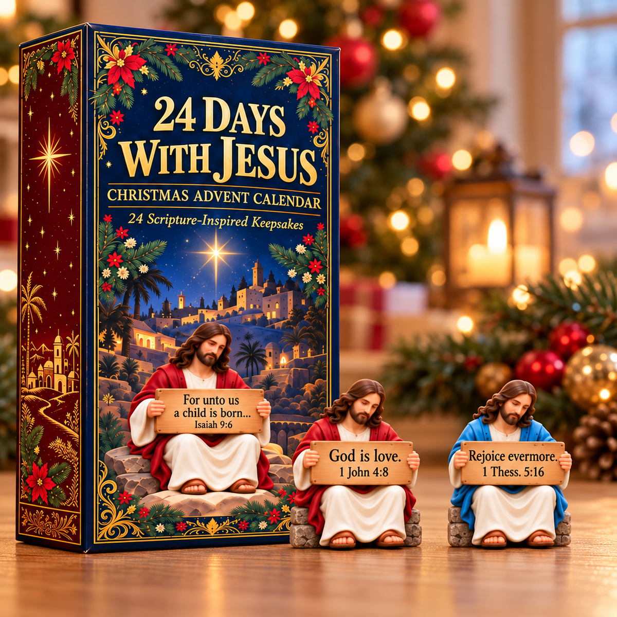 24 Days with Jesus – Christmas Advent Calendar with 24 Scripture Figurines