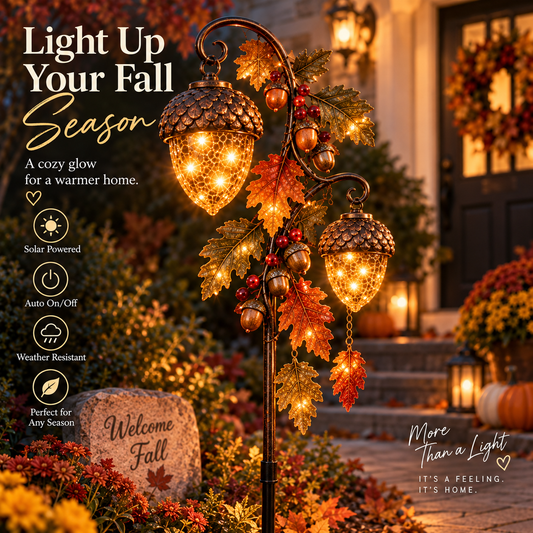 🍁 Autumn Acorn Glow – 🔥Solar Double Acorn Garden Stake Light