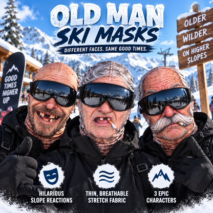 😂 Funny Old Man Ski Mask – Realistic Winter Balaclava for Skiing, Snowboarding & Gag Gifts