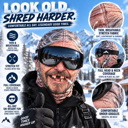 😂 Funny Old Man Ski Mask – Realistic Winter Balaclava for Skiing, Snowboarding & Gag Gifts