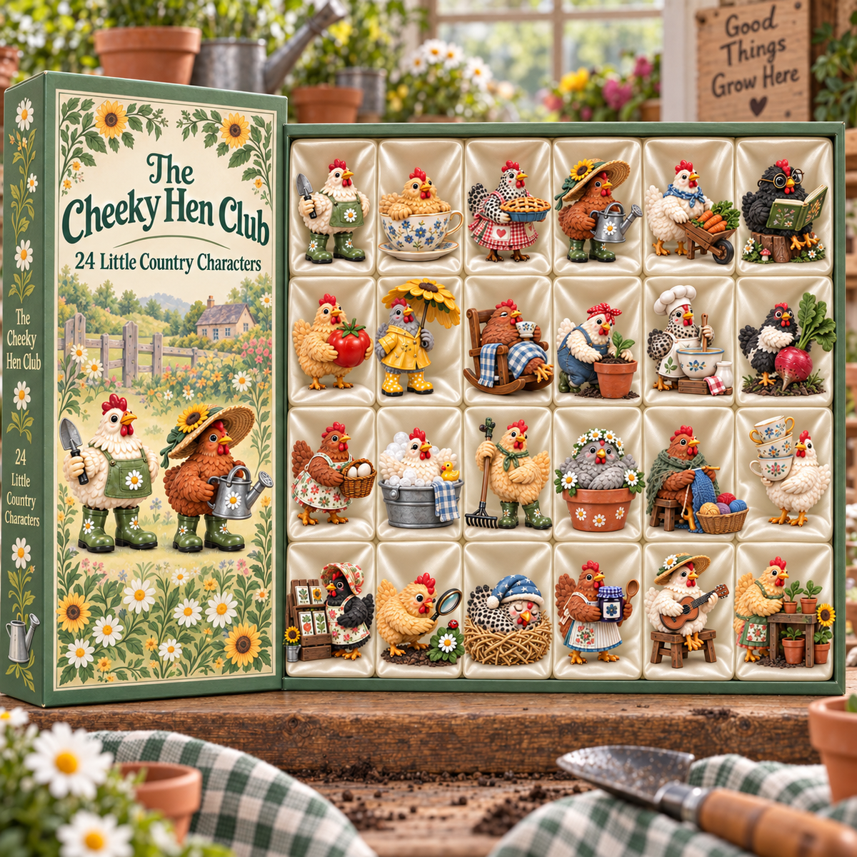 🐔 The Cheeky Hen Club Advent Calendar – 24 Miniature Hen Collectibles 🌼
