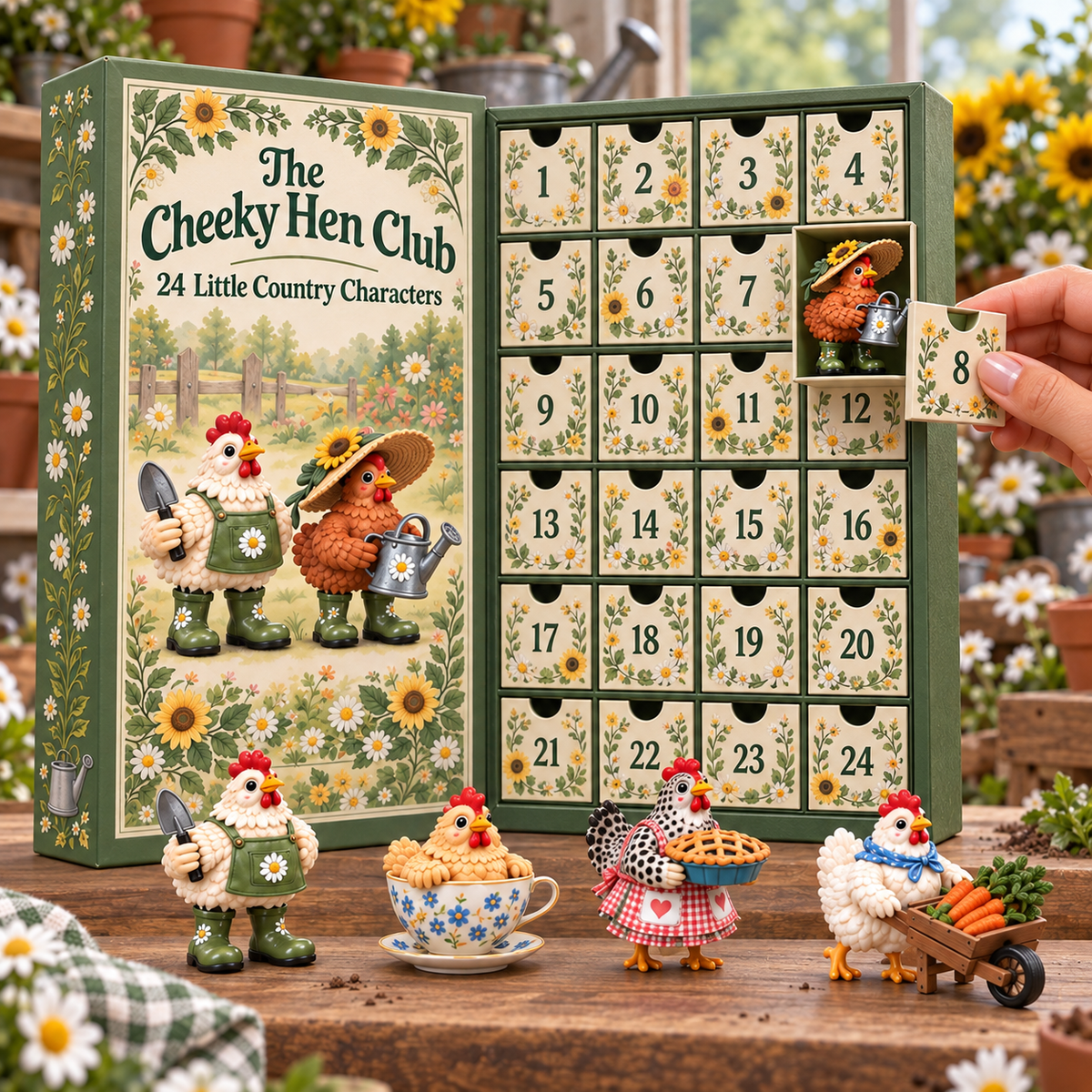 🐔 The Cheeky Hen Club Advent Calendar – 24 Miniature Hen Collectibles 🌼