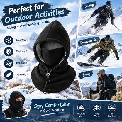 2-piece integrated flannel warm face mask and hat