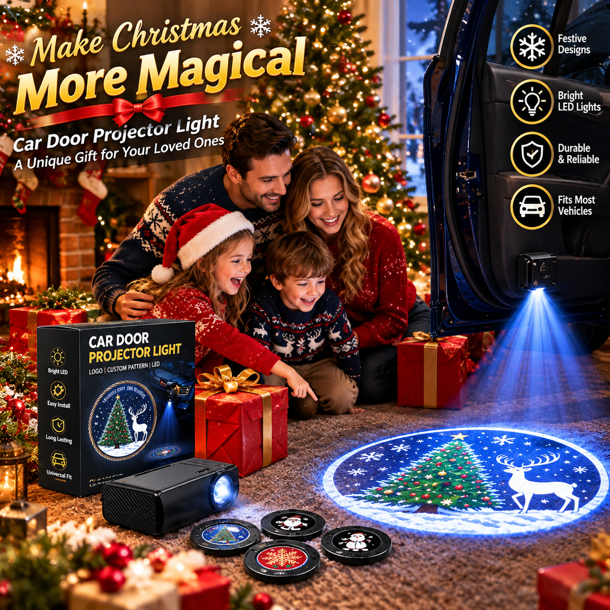 🎅Christmas Car Atmosphere Projector Light – Festive Decor for Vehicles