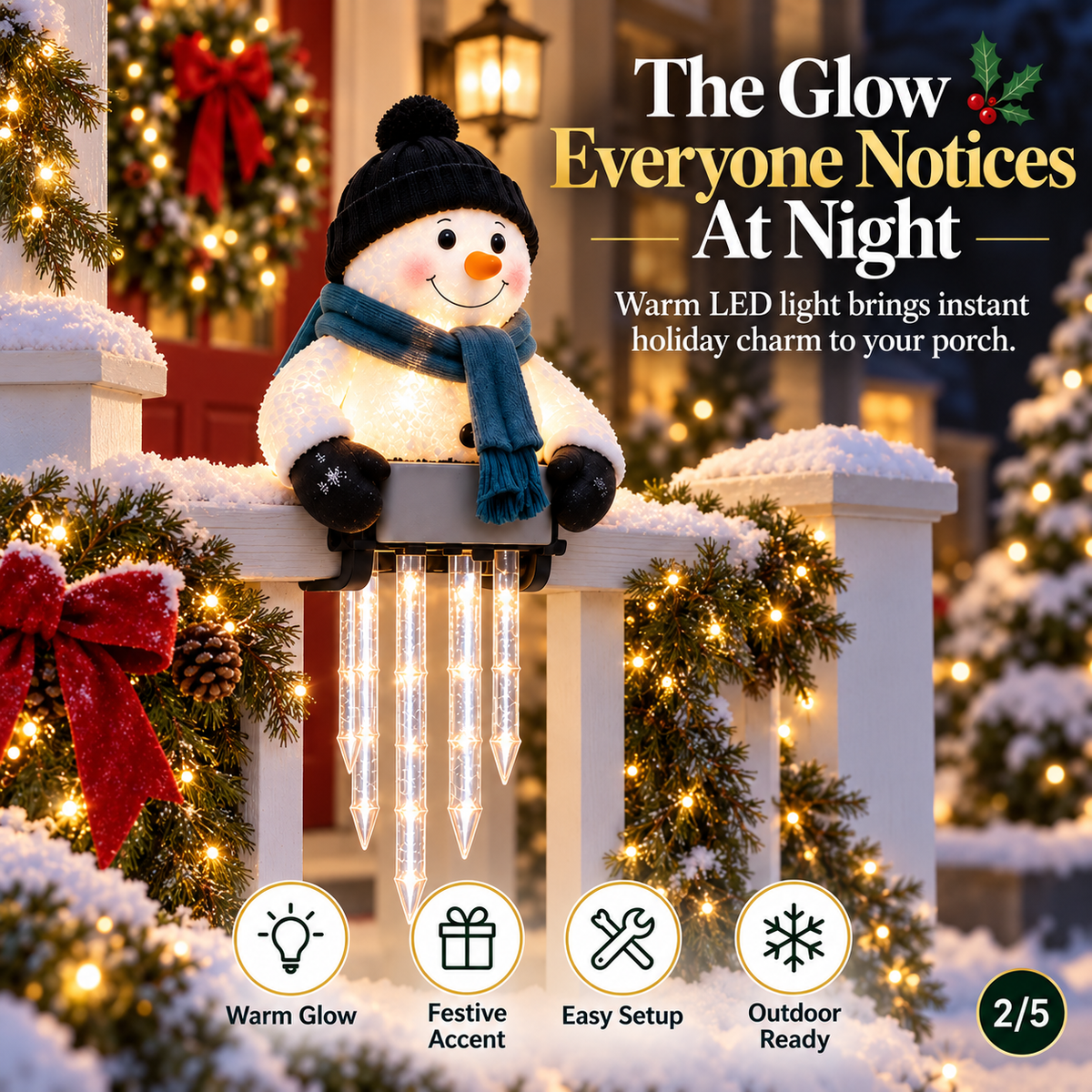 2027 Nestmiro® Christmas Glow Friends Icicle Railing Lights