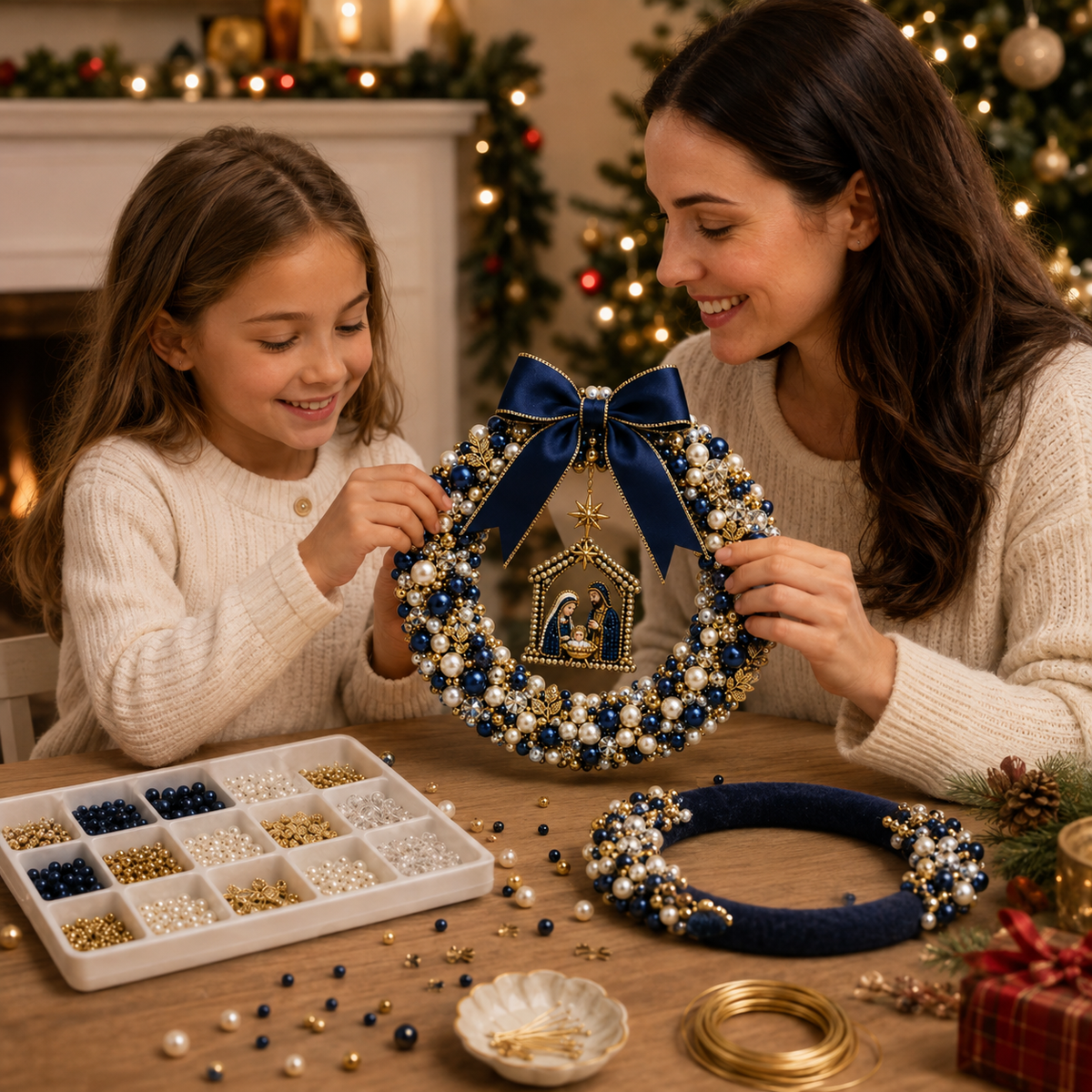 💎🎀Kit de guirnalda navideña de cuentas DIY – Crea tu propia decoración de puerta festiva