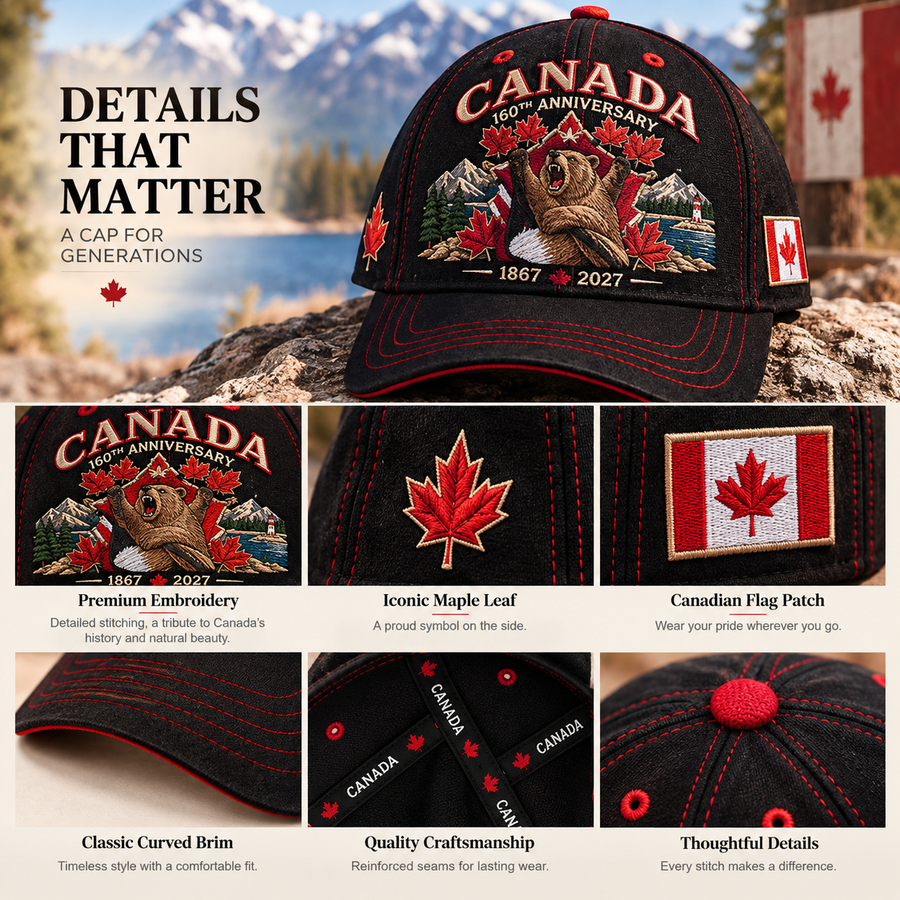 Canada 160th Anniversary cap embroidery detail