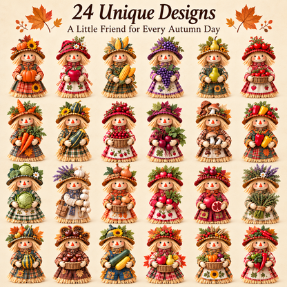 🔥🍂Autumn Harvest Little Friends Blind Box – 24 Mini Scarecrow Collectibles for Cozy Fall Days