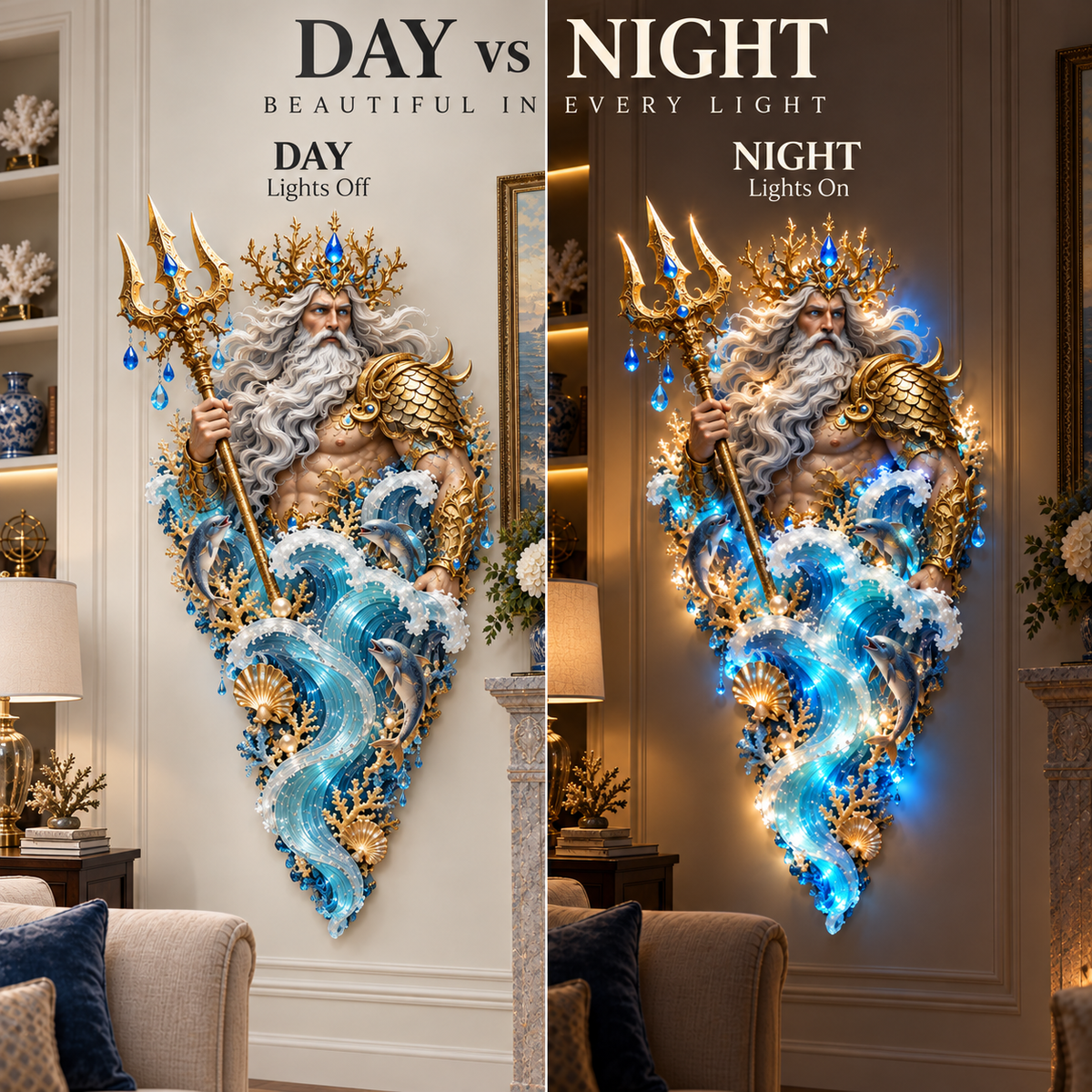 ✨Last Day 49% Off🔱👑Poseidon's Ocean Kingdom🌊Illuminated Ocean Wall Sculpture Collection
