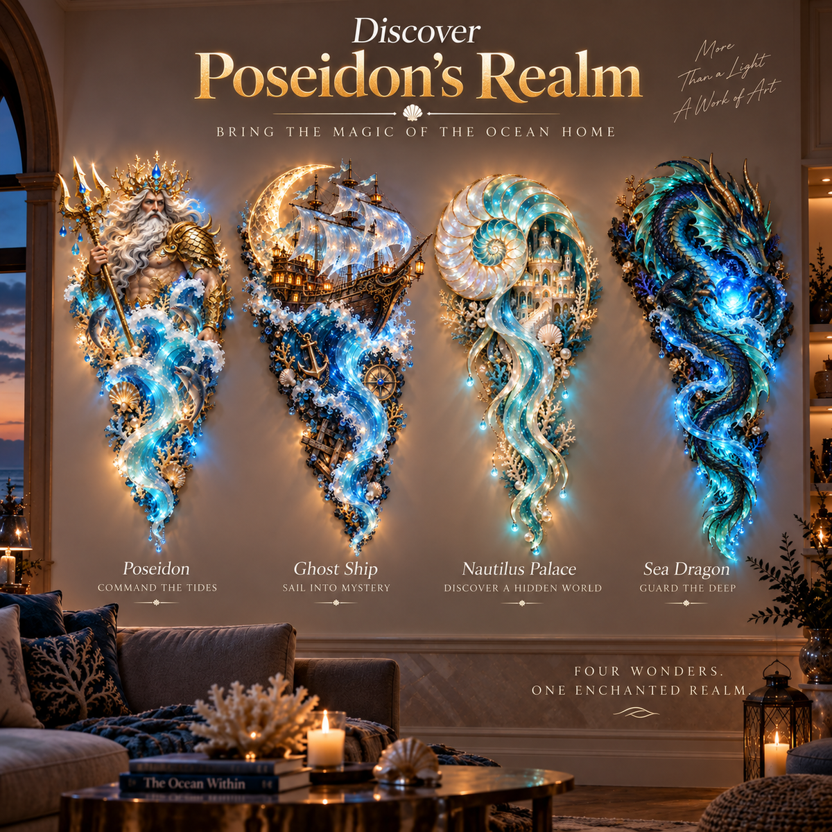 ✨Last Day 49% Off🔱👑Poseidon's Ocean Kingdom🌊Illuminated Ocean Wall Sculpture Collection
