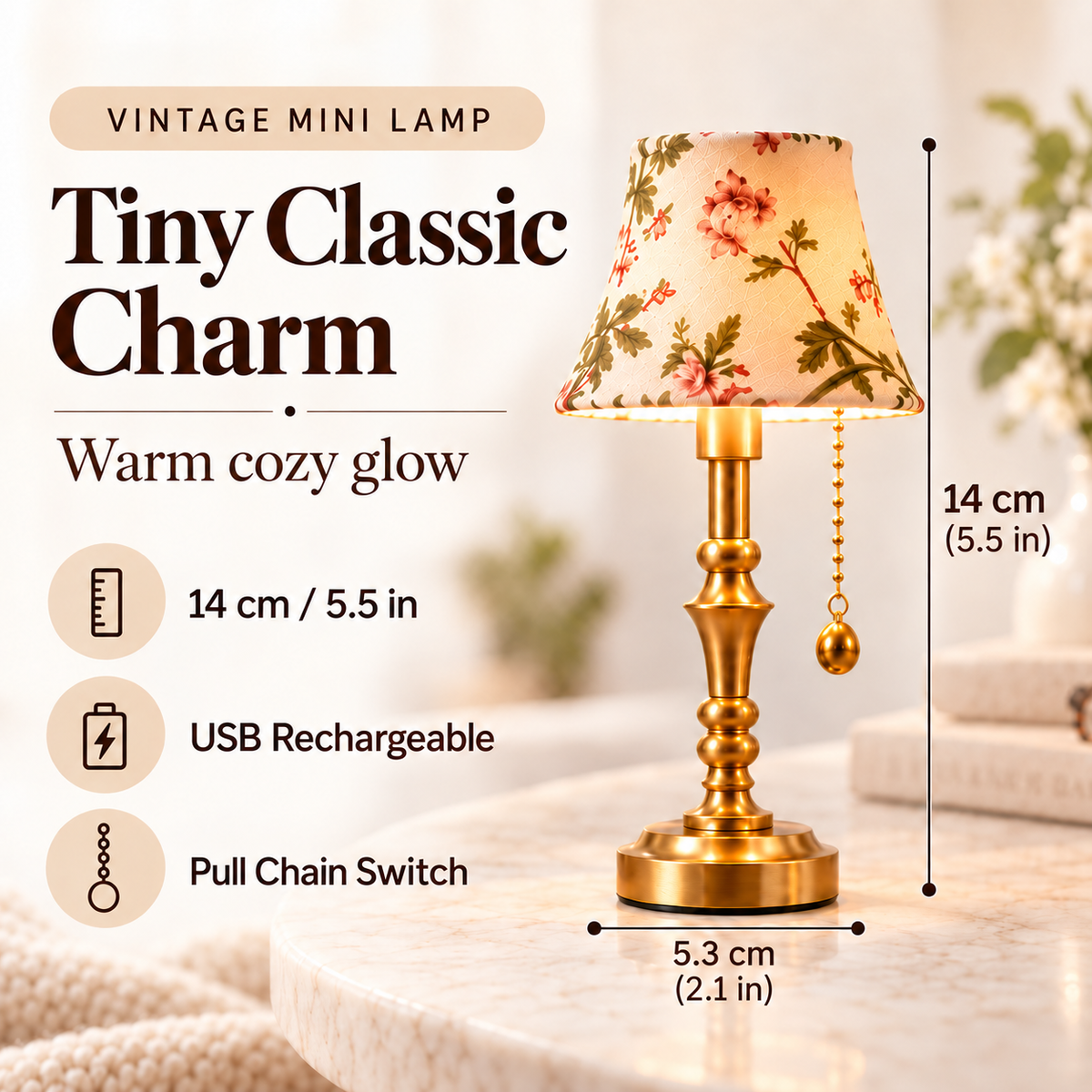TaleGlow™ Mini Vintage Lamp — A Cozy Touch for Your Bookshelf