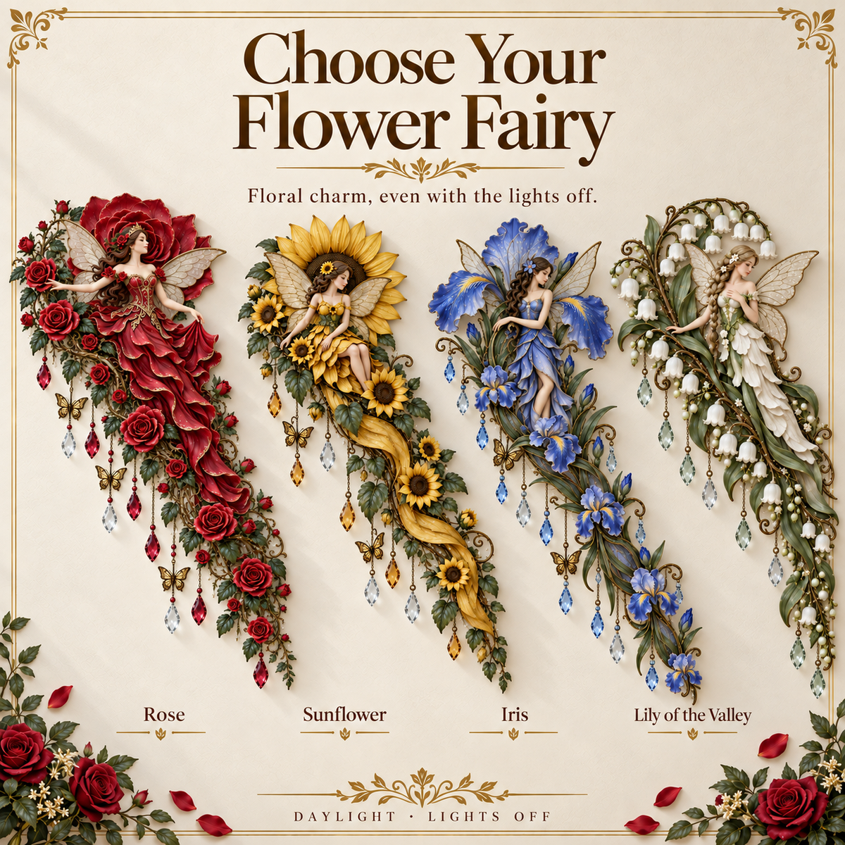 🌹🧚‍♀️Enchanted Flower Fairy Wall Light✨Cascading Floral Decor