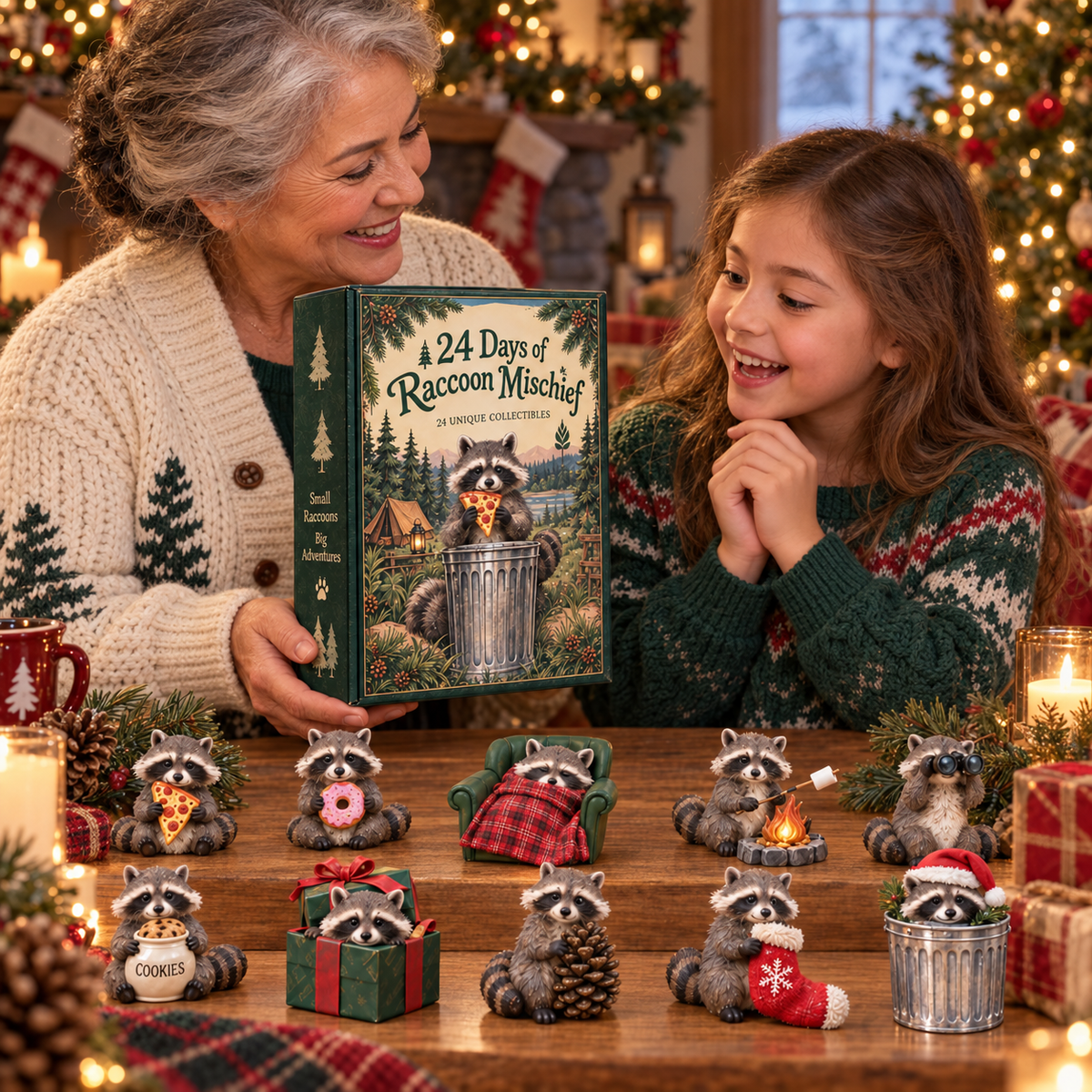24 Days of Raccoon Mischief – Christmas Advent Calendar with 24 Collectible Figurines
