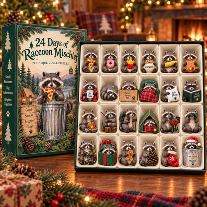 24 Days of Raccoon Mischief – Christmas Advent Calendar with 24 Collectible Figurines