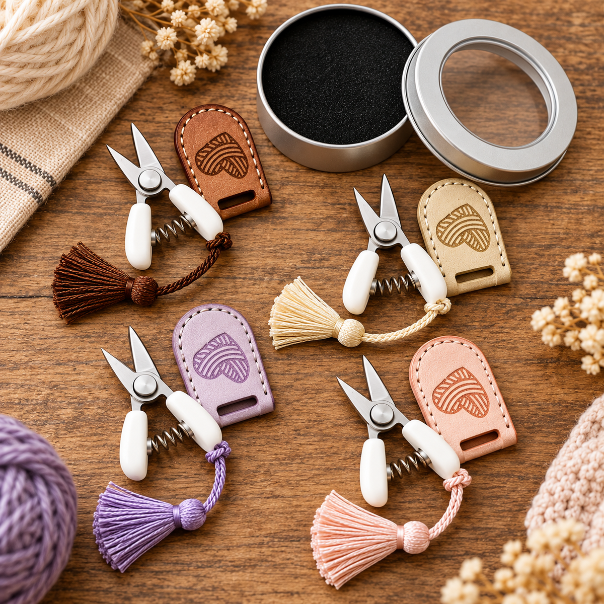 Stitch & Snip™ Vintage Mini Craft Scissors with Protective Cover & Storage Tin