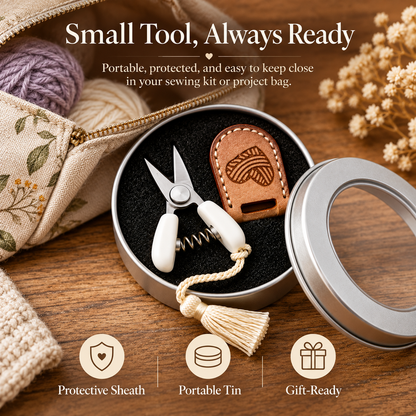 Stitch & Snip™ Vintage Mini Craft Scissors with Protective Cover & Storage Tin
