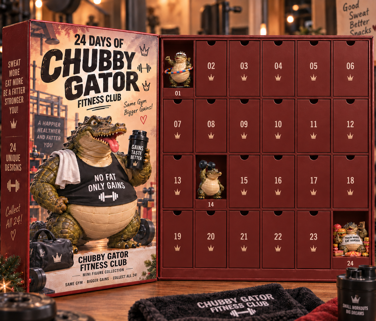 🔥😂24 Days of Chubby Gators™ – Funny Fitness Gator Advent Calendar
