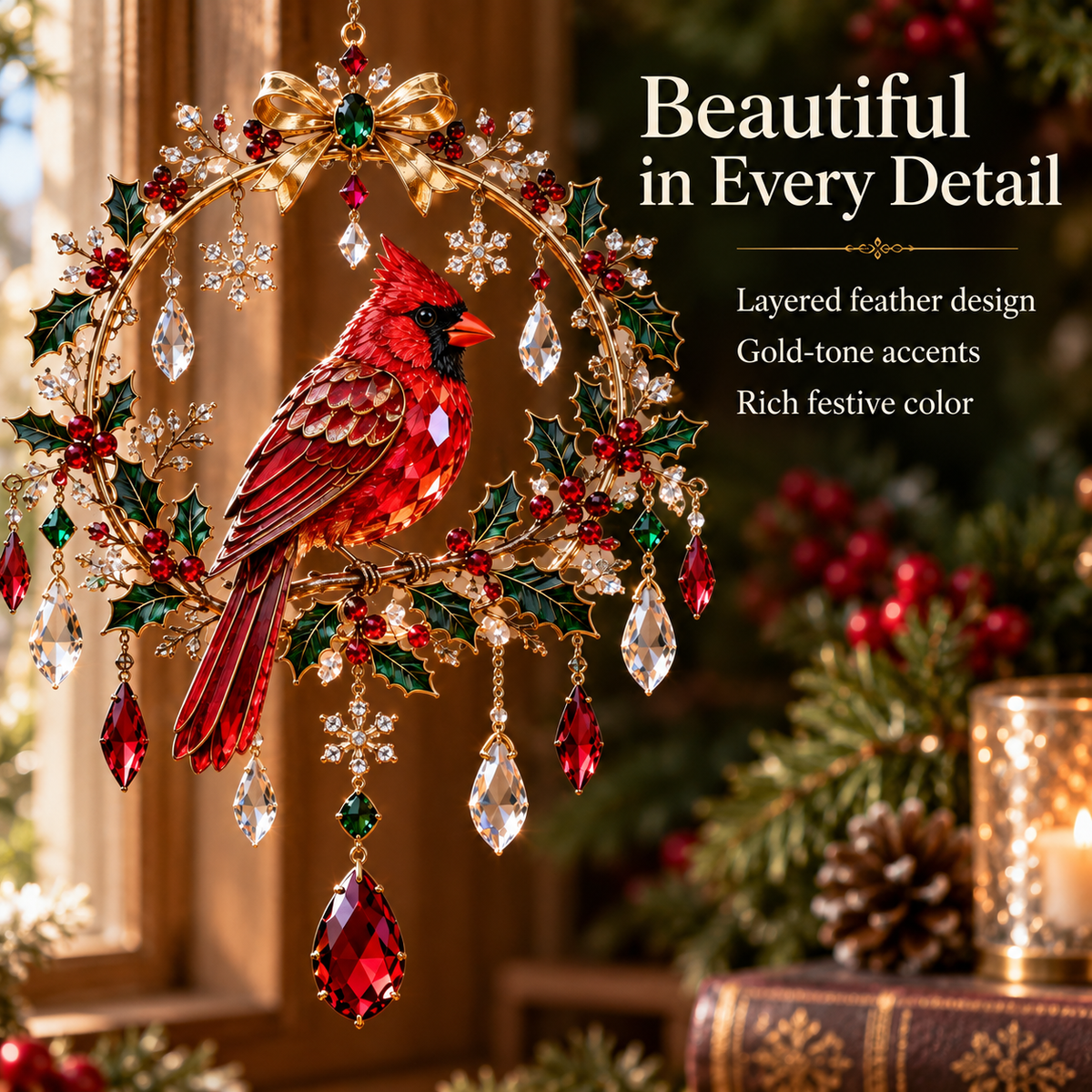 ✨🎄 Christmas Sparkle Suncatcher – Hanging Window Décor | 5 Festive Designs