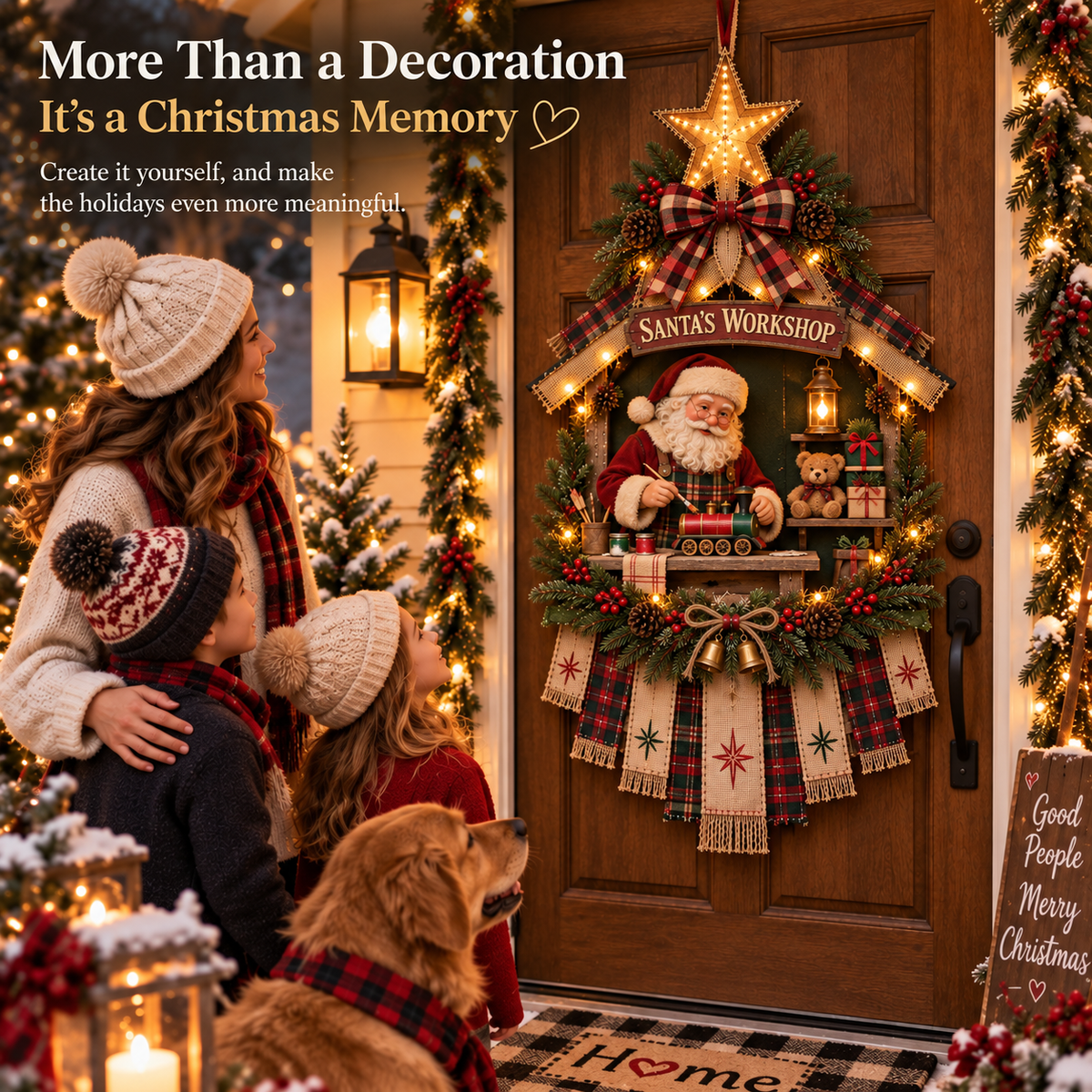 ✨🎅 DIY Light-Up Christmas Door Hanger Kit – 4 Festive Designs