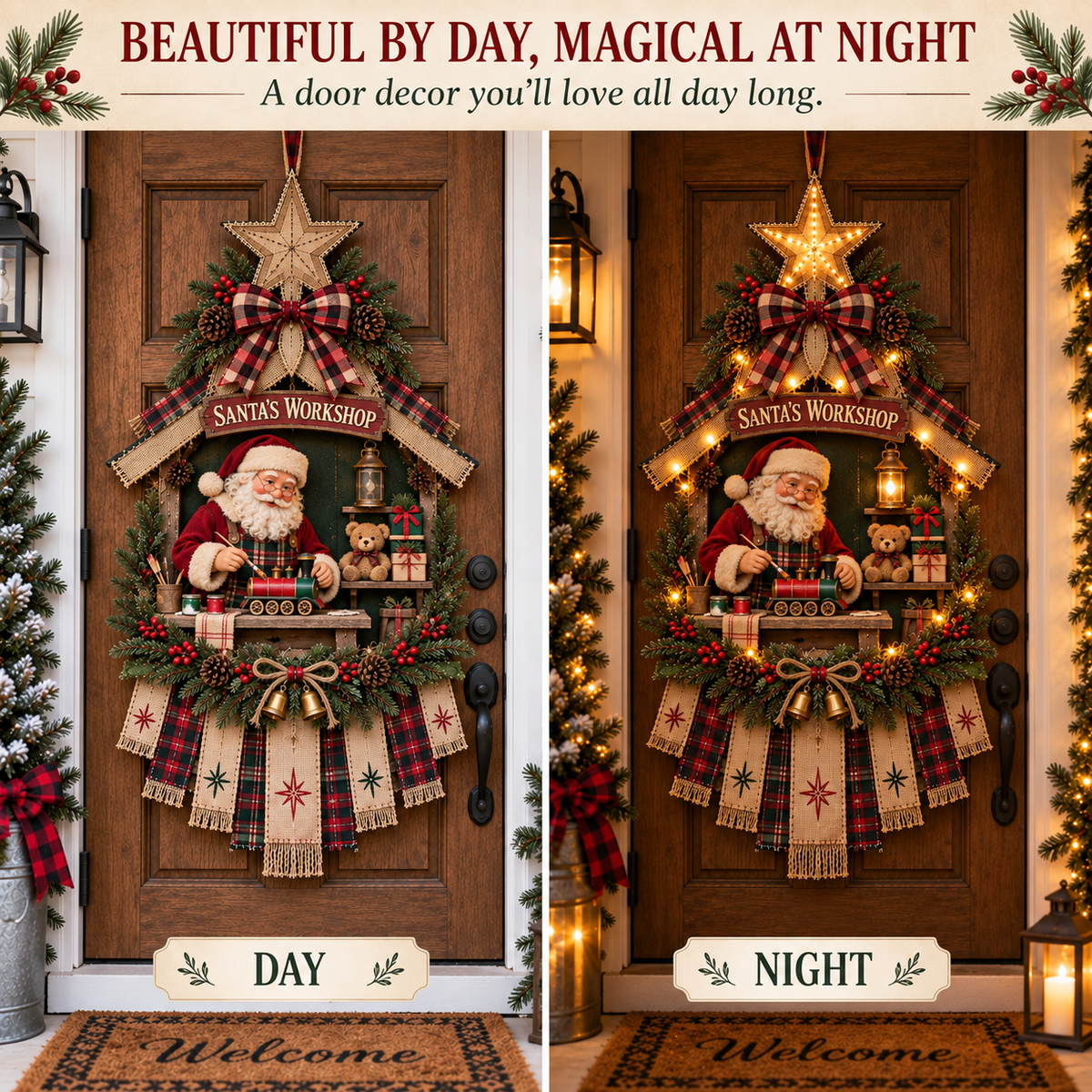 ✨🎅 DIY Light-Up Christmas Door Hanger Kit – 4 Festive Designs