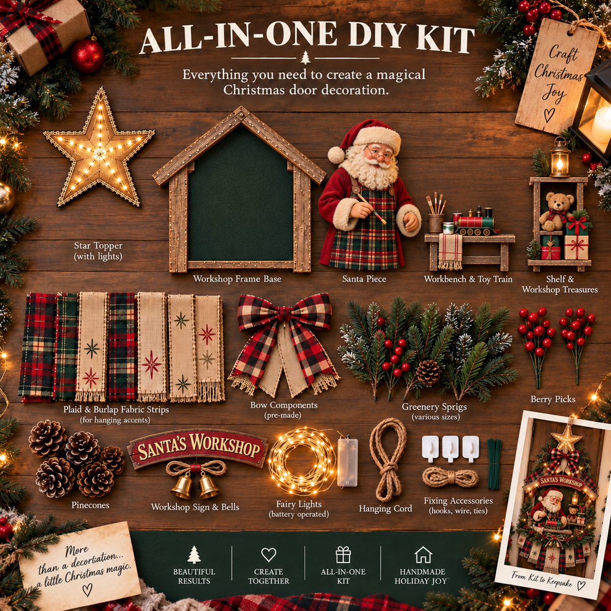 ✨🎅 DIY Light-Up Christmas Door Hanger Kit – 4 Festive Designs