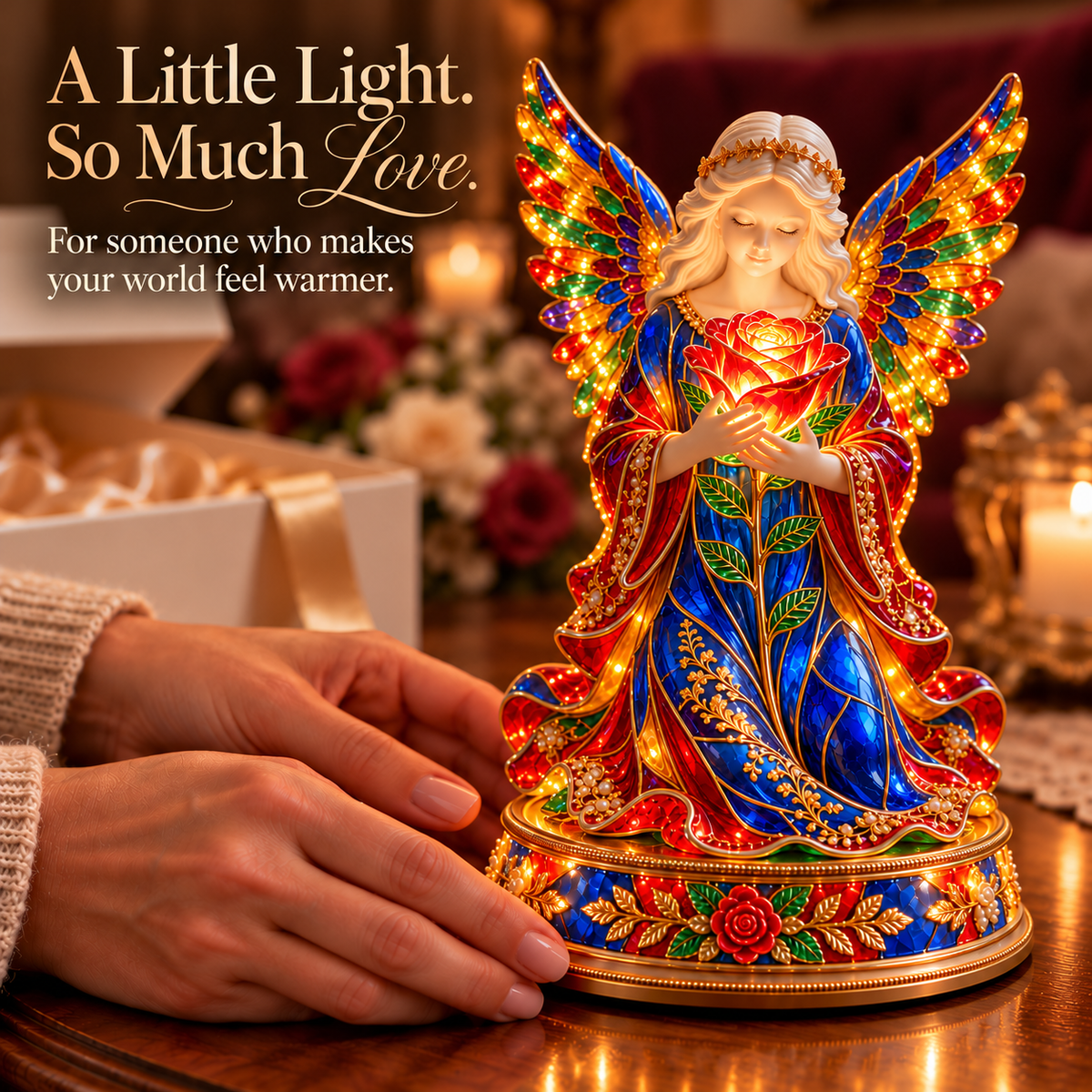🌹👼✨ Luminous Rose Angel Night Light