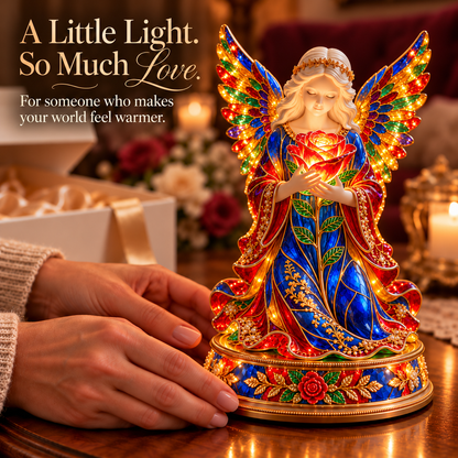 🌹👼✨ Luminous Rose Angel Night Light