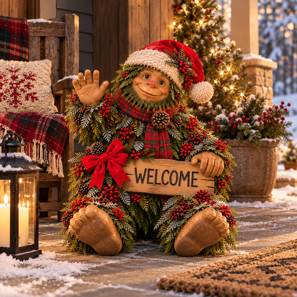 🎄Bigfoot Says Hello!™ – Christmas Evergreen Porch Welcome Decor