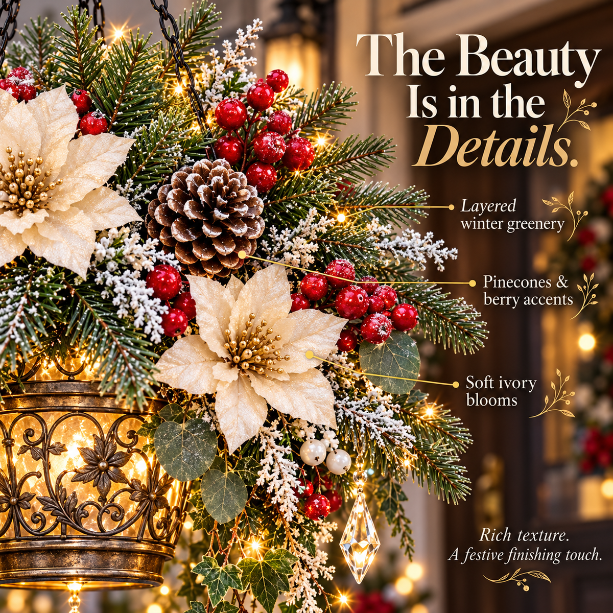 ❄️Winterhaven Glow™ – Lighted Christmas Floral Hanging Lantern Collection