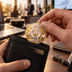 💰3D Wealth Coin – Gold-Tone Prosperity Symbol with Double-Sided Relief