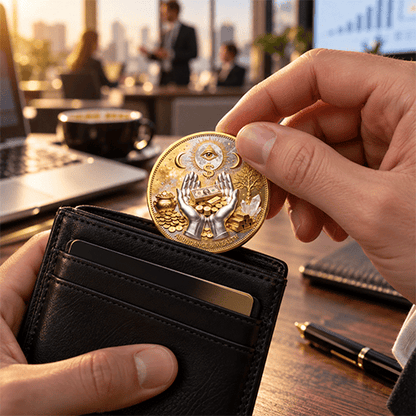 💰3D Wealth Coin – Gold-Tone Prosperity Symbol with Double-Sided Relief