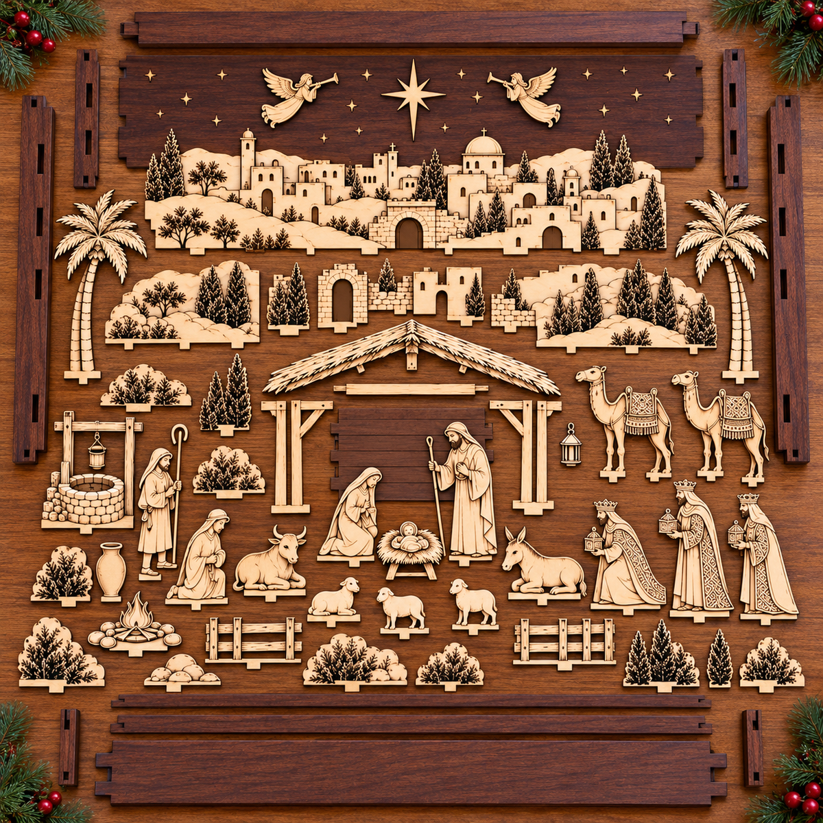 🔥🙏The Bethlehem Storybook — Wooden Nativity Scene Puzzle