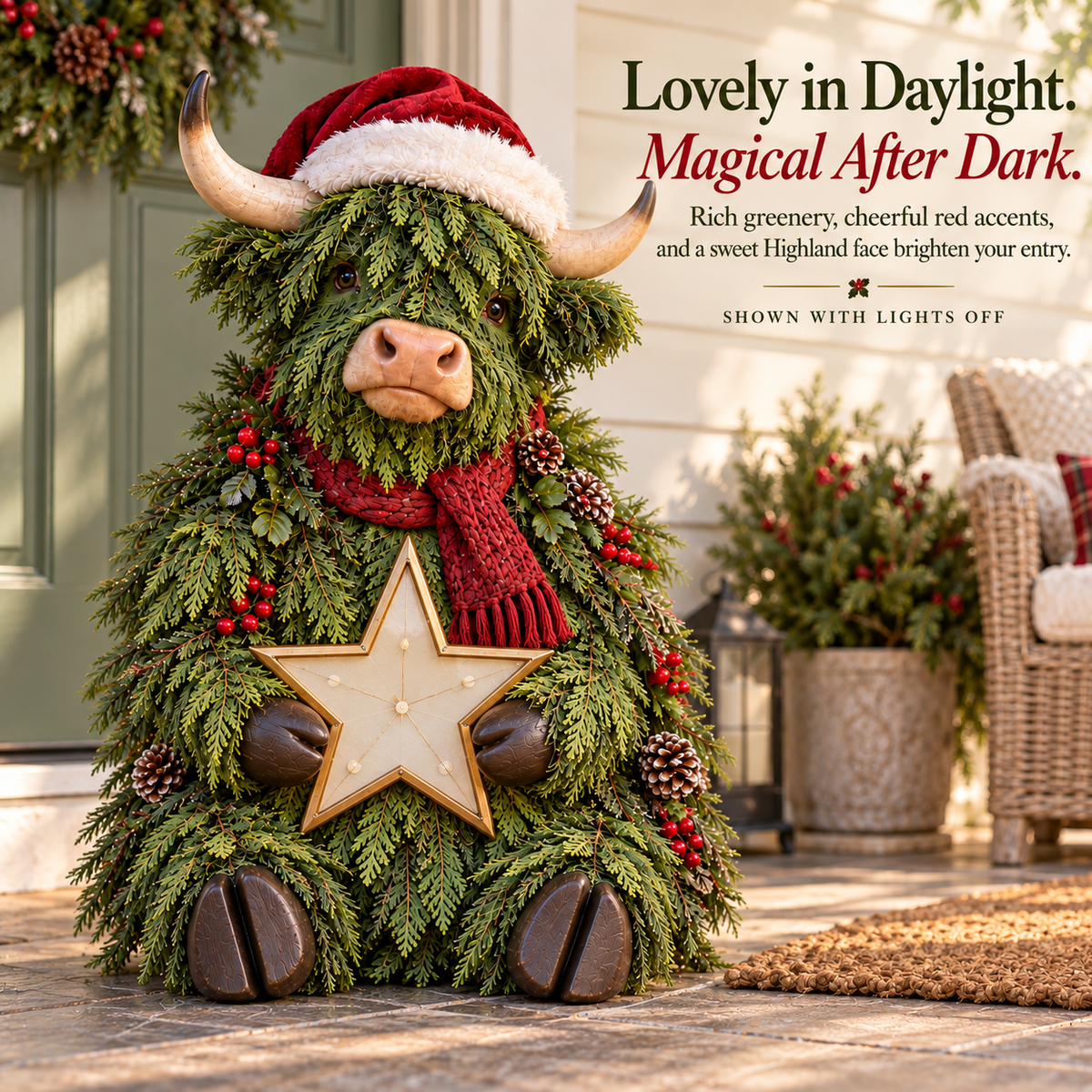 Evergreen Star Highland Cow™ Lighted Christmas Woodland Decor