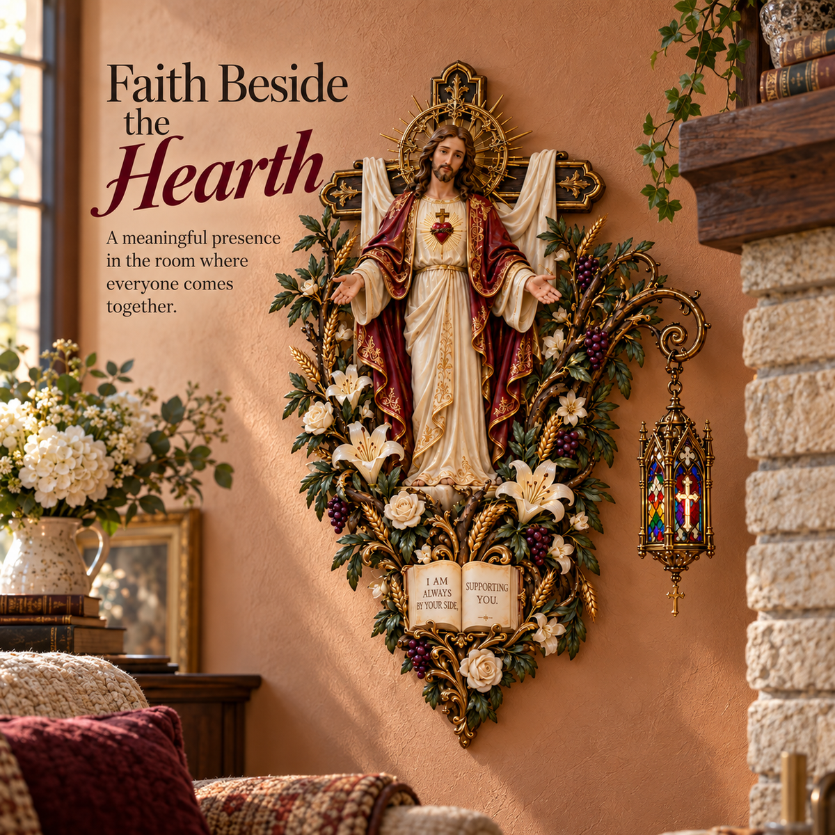 ✝️✨ Always Beside You – Sacred Heart Jesus Wall Light