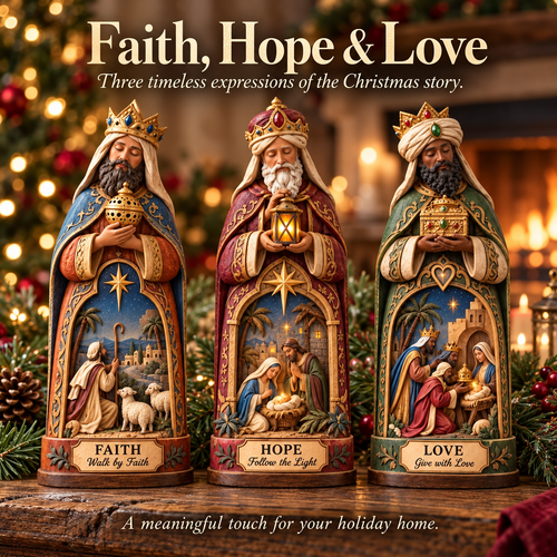 ✝️🌲Faithful Journey – Three Wise Men Nativity Christmas Figurine Set