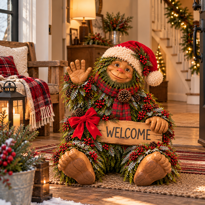 🎄Bigfoot Says Hello!™ – Christmas Evergreen Porch Welcome Decor