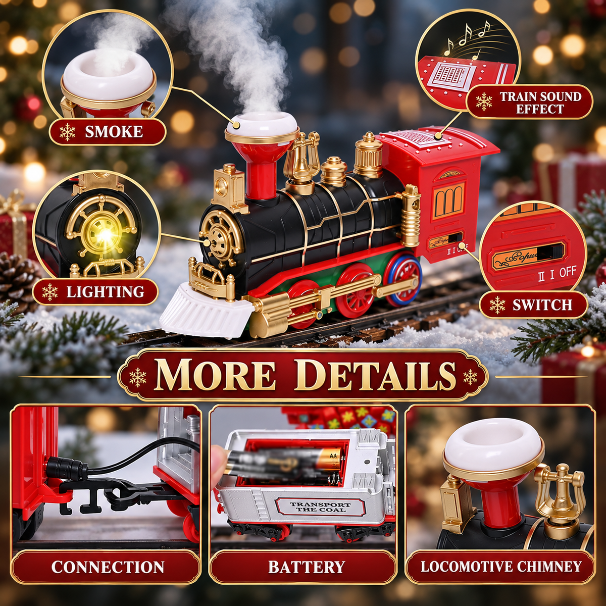 🎄 Magical Christmas Tree Train Set 🚂 – Lights, Sounds & Steam | 2-in-1 Holiday Décor & Kids' Toy