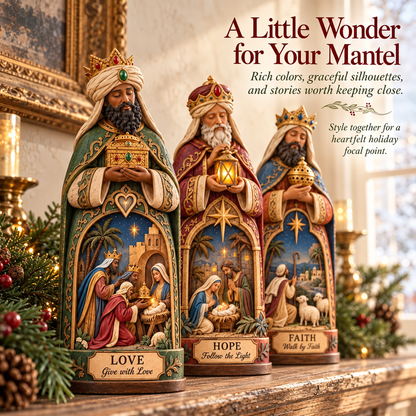 ✝️🌲Faithful Journey – Three Wise Men Nativity Christmas Figurine Set