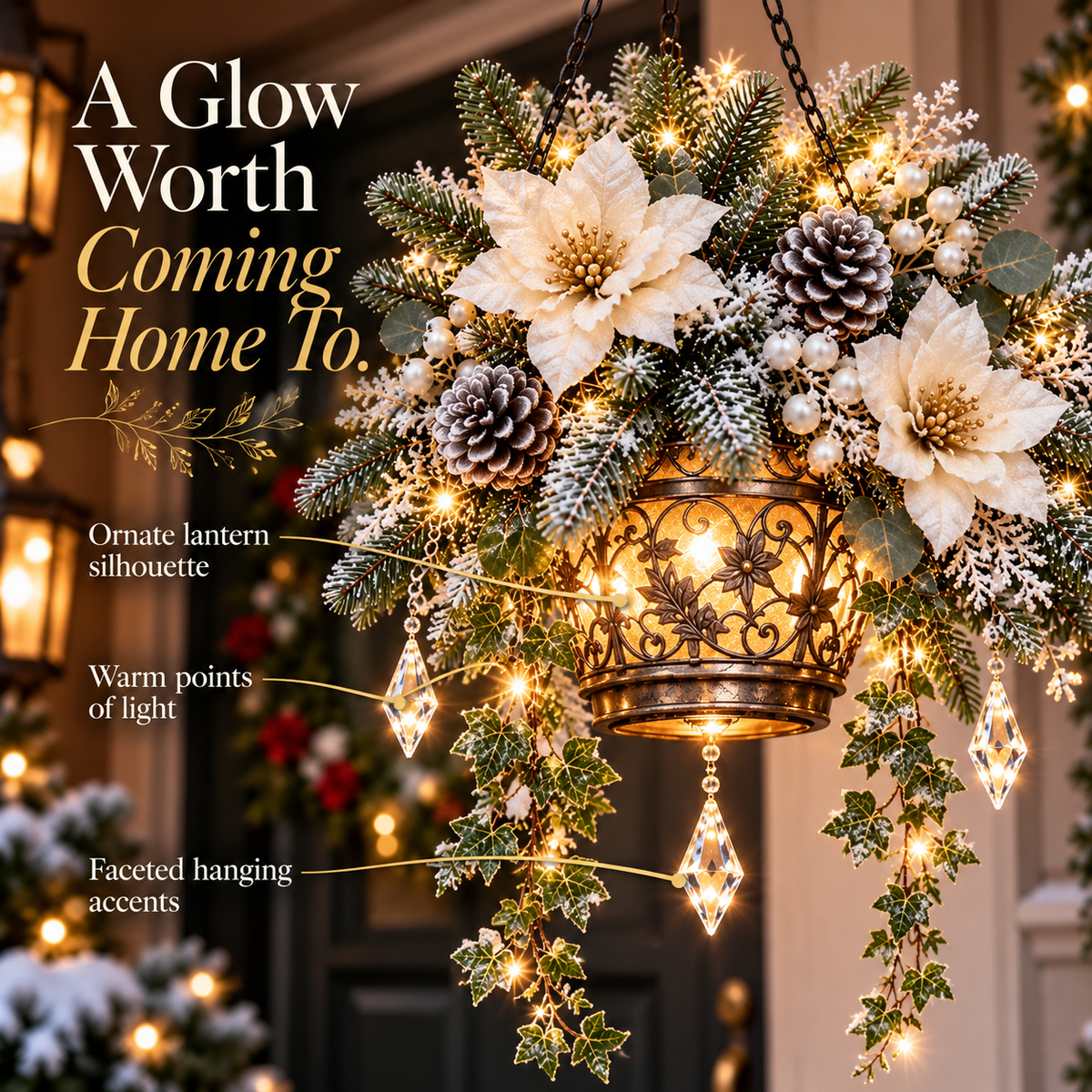 ❄️Winterhaven Glow™ – Lighted Christmas Floral Hanging Lantern Collection