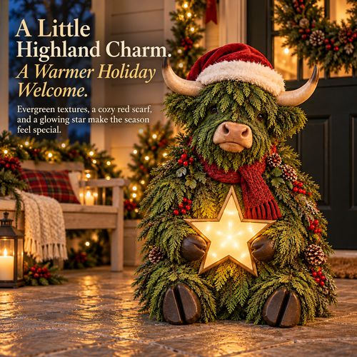 Evergreen Star Highland Cow™ Lighted Christmas Woodland Decor