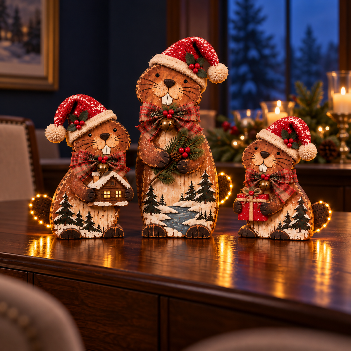 🔥Woodland Christmas Beaver Trio – A Little Family, A Cozy Christmas
