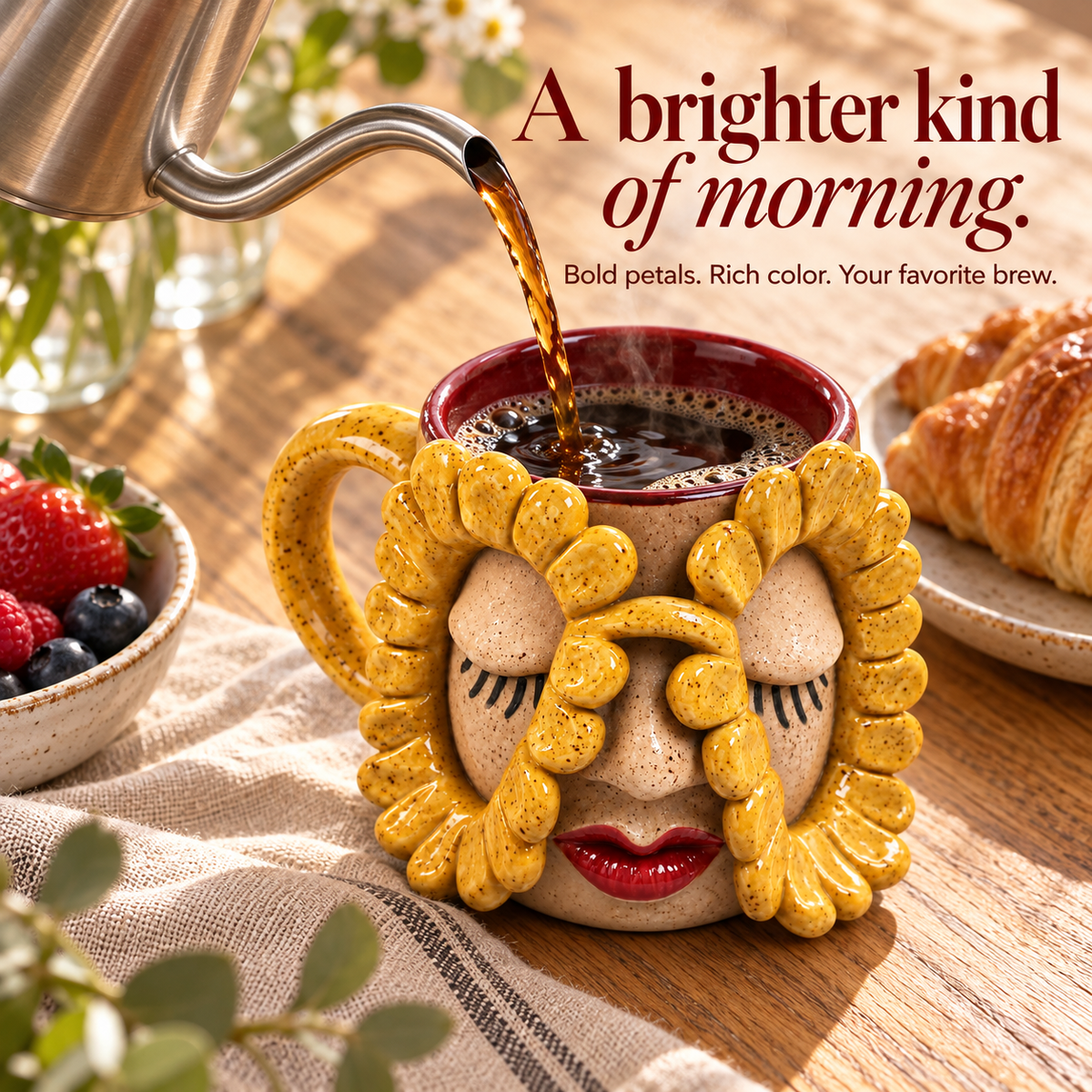Mood & Muse –  Handcrafted Whimsical Face Ceramic Mug Collection