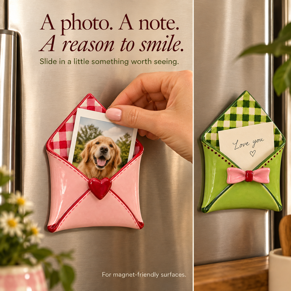 💌Handmade Mini Clay Envelope Photo Magnets