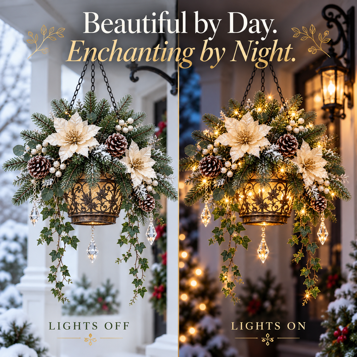 ❄️Winterhaven Glow™ – Lighted Christmas Floral Hanging Lantern Collection