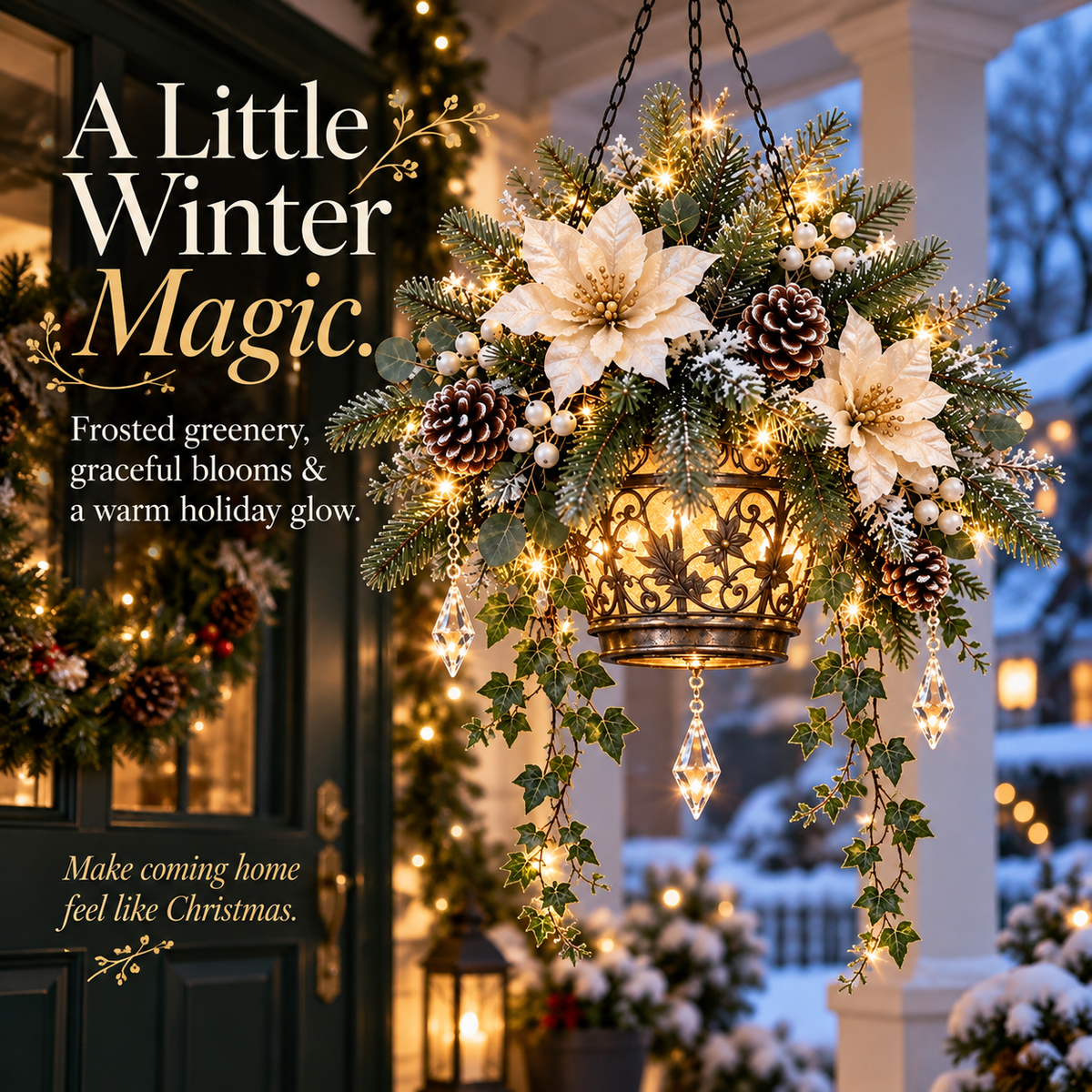 ❄️Winterhaven Glow™ – Lighted Christmas Floral Hanging Lantern Collection