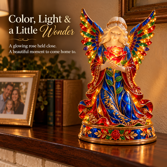 🌹👼✨ Luminous Rose Angel Night Light