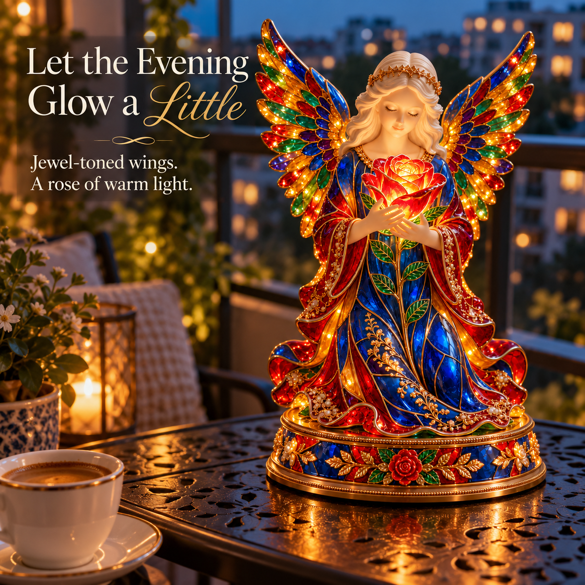 🌹👼✨ Luminous Rose Angel Night Light